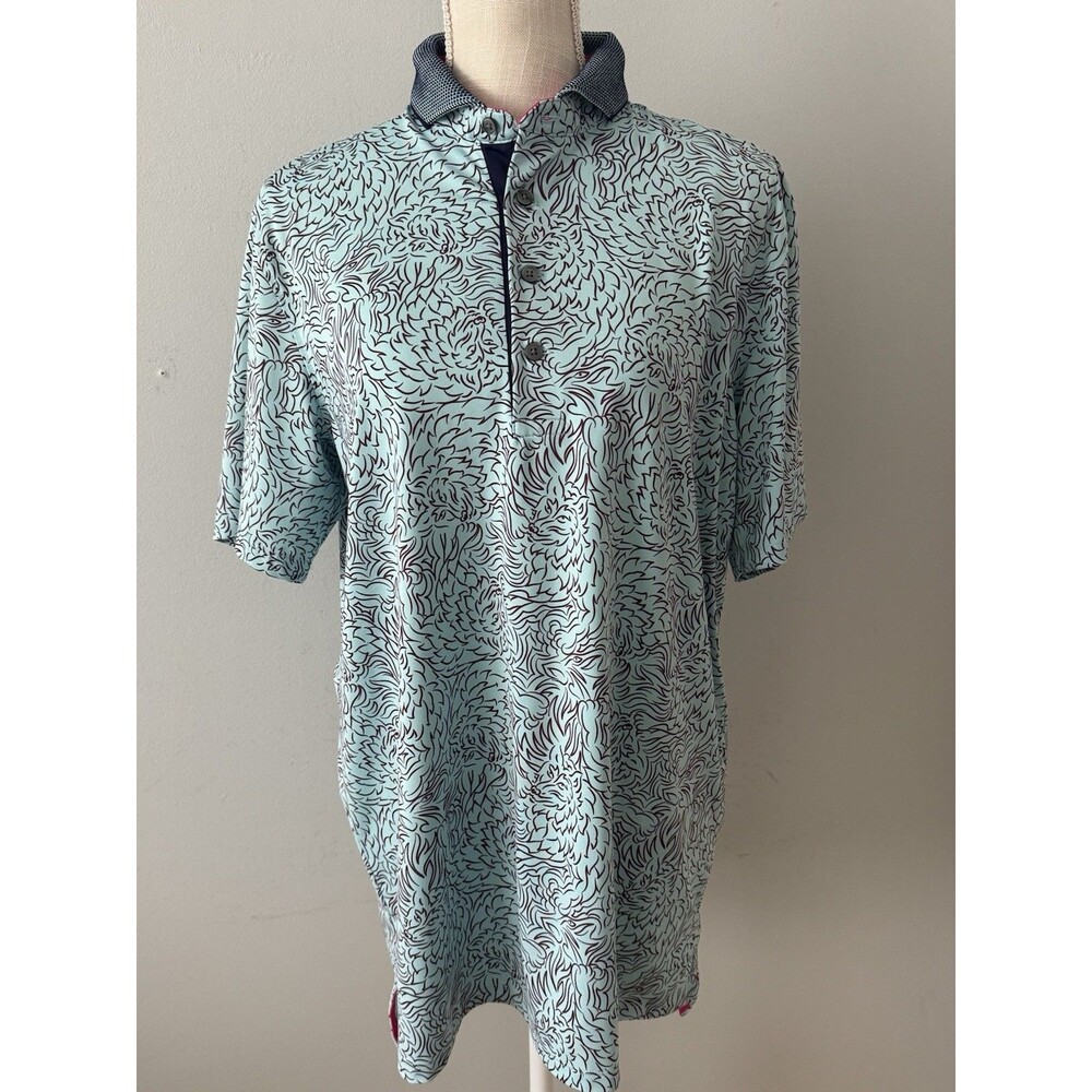 Greyson Den of Thieves Blue Golf Polo Men’s Size Medium